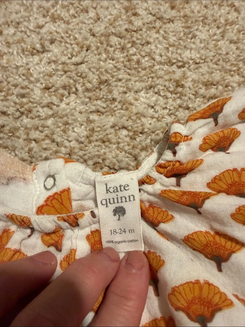 kate quinn White and Orange Floral Ruffle One-Piece